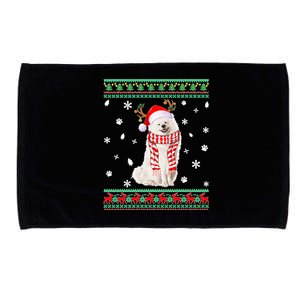 Ugly Sweater Christmas American Eskimo Dog Santa Reindeer Microfiber Hand Towel