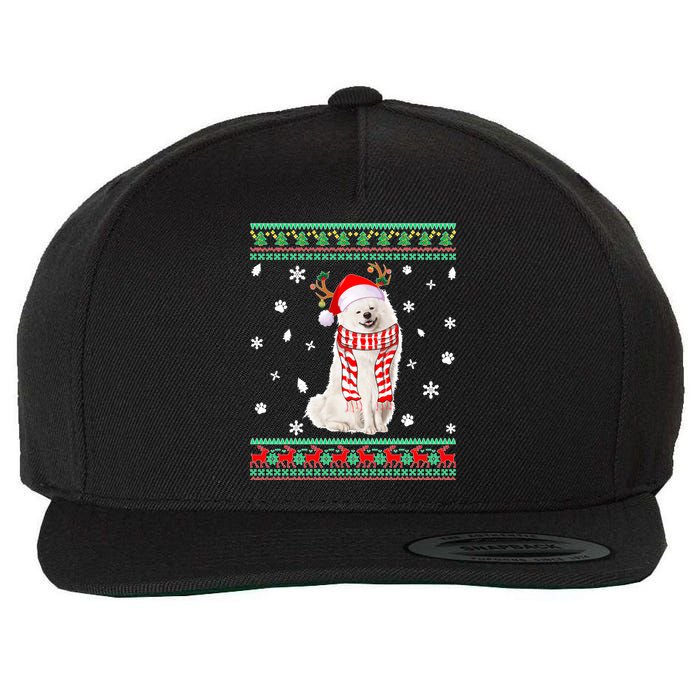 Ugly Sweater Christmas American Eskimo Dog Santa Reindeer Wool Snapback Cap