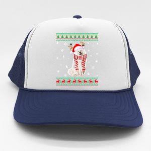 Ugly Sweater Christmas American Eskimo Dog Santa Reindeer Trucker Hat