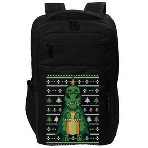 Ugly Sweater Christmas Dinosaur Design Funny Xmas Tree Rex Funny Gift Impact Tech Backpack