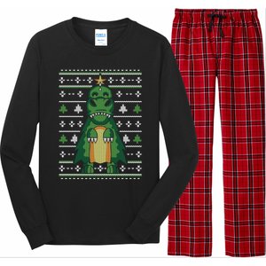 Ugly Sweater Christmas Dinosaur Design Funny Xmas Tree Rex Funny Gift Long Sleeve Pajama Set