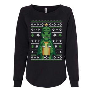 Ugly Sweater Christmas Dinosaur Design Funny Xmas Tree Rex Funny Gift Womens California Wash Sweatshirt