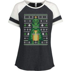 Ugly Sweater Christmas Dinosaur Design Funny Xmas Tree Rex Funny Gift Enza Ladies Jersey Colorblock Tee