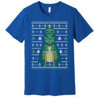 Ugly Sweater Christmas Dinosaur Design Funny Xmas Tree Rex Funny Gift Premium T-Shirt