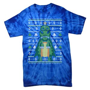 Ugly Sweater Christmas Dinosaur Design Funny Xmas Tree Rex Funny Gift Tie-Dye T-Shirt