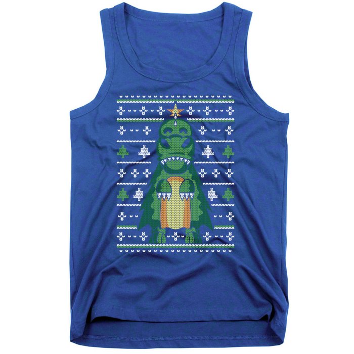 Ugly Sweater Christmas Dinosaur Design Funny Xmas Tree Rex Funny Gift Tank Top