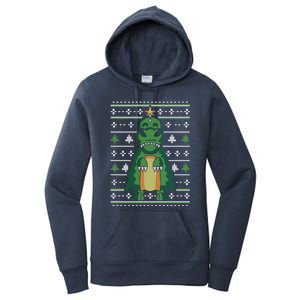 Ugly Sweater Christmas Dinosaur Design Funny Xmas Tree Rex Funny Gift Women's Pullover Hoodie