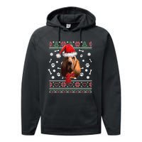 Ugly Sweater Christmas Bloodhound Dog Santa Hat Pajama Performance Fleece Hoodie