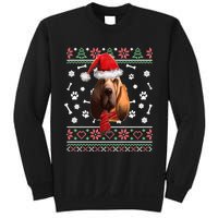 Ugly Sweater Christmas Bloodhound Dog Santa Hat Pajama Sweatshirt