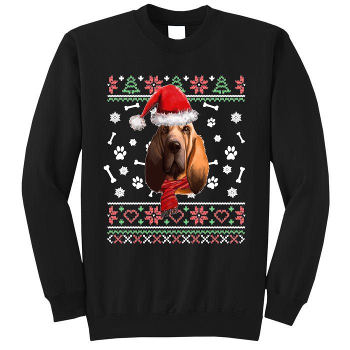 Ugly Sweater Christmas Bloodhound Dog Santa Hat Pajama Sweatshirt