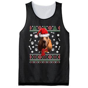 Ugly Sweater Christmas Bloodhound Dog Santa Hat Pajama Mesh Reversible Basketball Jersey Tank