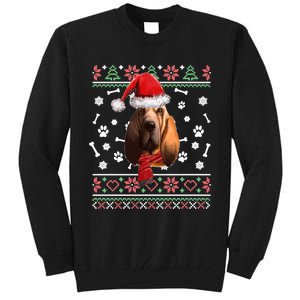 Ugly Sweater Christmas Bloodhound Dog Santa Hat Pajama Tall Sweatshirt