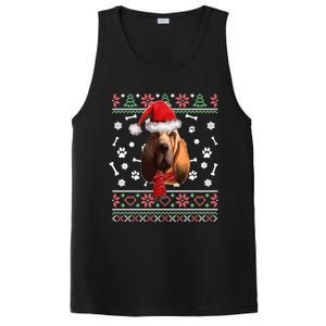 Ugly Sweater Christmas Bloodhound Dog Santa Hat Pajama PosiCharge Competitor Tank