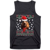 Ugly Sweater Christmas Bloodhound Dog Santa Hat Pajama Tank Top