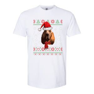 Ugly Sweater Christmas Bloodhound Dog Santa Hat Pajama Softstyle CVC T-Shirt