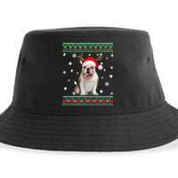 Ugly Sweater Christmas English Bulldog Dog Santa Reindeer Long Sleeve Sustainable Bucket Hat