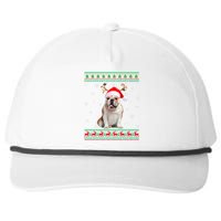 Ugly Sweater Christmas English Bulldog Dog Santa Reindeer Long Sleeve Snapback Five-Panel Rope Hat