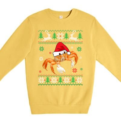 Ugly Sweater Christmas Crab Lover Santa Hat Animals Funny Gift Premium Crewneck Sweatshirt