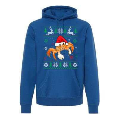 Ugly Sweater Christmas Crab Lover Santa Hat Animals Funny Gift Premium Hoodie