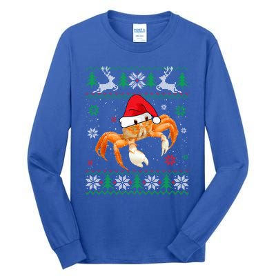 Ugly Sweater Christmas Crab Lover Santa Hat Animals Funny Gift Tall Long Sleeve T-Shirt