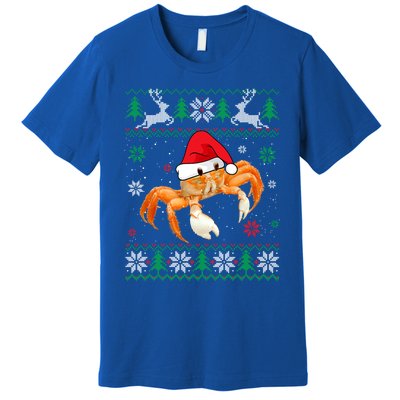 Ugly Sweater Christmas Crab Lover Santa Hat Animals Funny Gift Premium T-Shirt