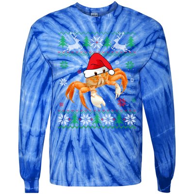 Ugly Sweater Christmas Crab Lover Santa Hat Animals Funny Gift Tie-Dye Long Sleeve Shirt