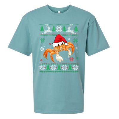 Ugly Sweater Christmas Crab Lover Santa Hat Animals Funny Gift Sueded Cloud Jersey T-Shirt