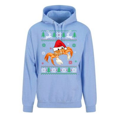 Ugly Sweater Christmas Crab Lover Santa Hat Animals Funny Gift Unisex Surf Hoodie