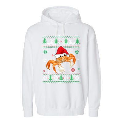 Ugly Sweater Christmas Crab Lover Santa Hat Animals Funny Gift Garment-Dyed Fleece Hoodie