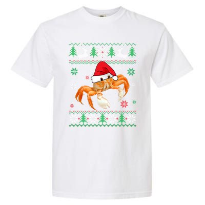 Ugly Sweater Christmas Crab Lover Santa Hat Animals Funny Gift Garment-Dyed Heavyweight T-Shirt