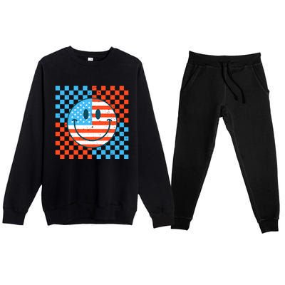 Usa Smiley Checkerboard Premium Crewneck Sweatsuit Set