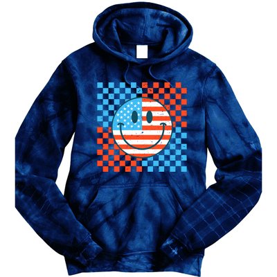 Usa Smiley Checkerboard Tie Dye Hoodie