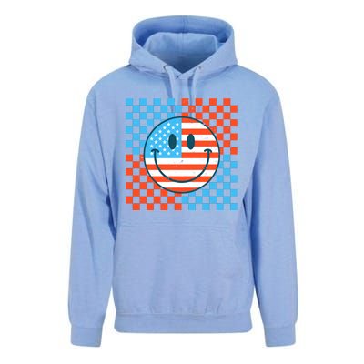 Usa Smiley Checkerboard Unisex Surf Hoodie