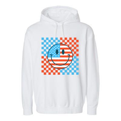 Usa Smiley Checkerboard Garment-Dyed Fleece Hoodie