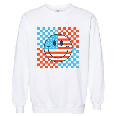 Usa Smiley Checkerboard Garment-Dyed Sweatshirt