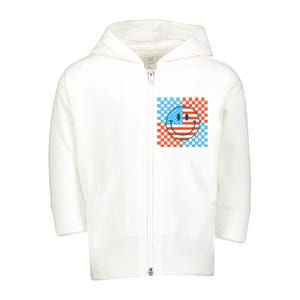 Usa Smiley Checkerboard Toddler Zip Fleece Hoodie