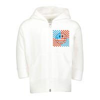 Usa Smiley Checkerboard Toddler Zip Fleece Hoodie