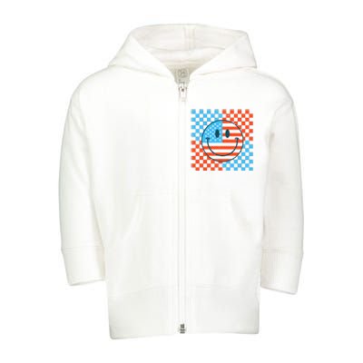 Usa Smiley Checkerboard Toddler Zip Fleece Hoodie