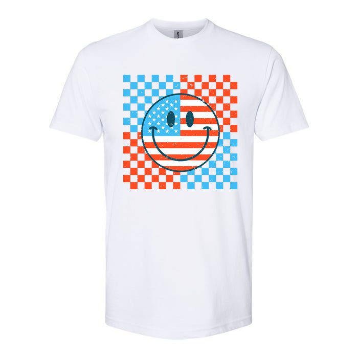 Usa Smiley Checkerboard Softstyle CVC T-Shirt