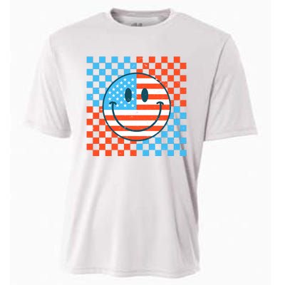 Usa Smiley Checkerboard Cooling Performance Crew T-Shirt