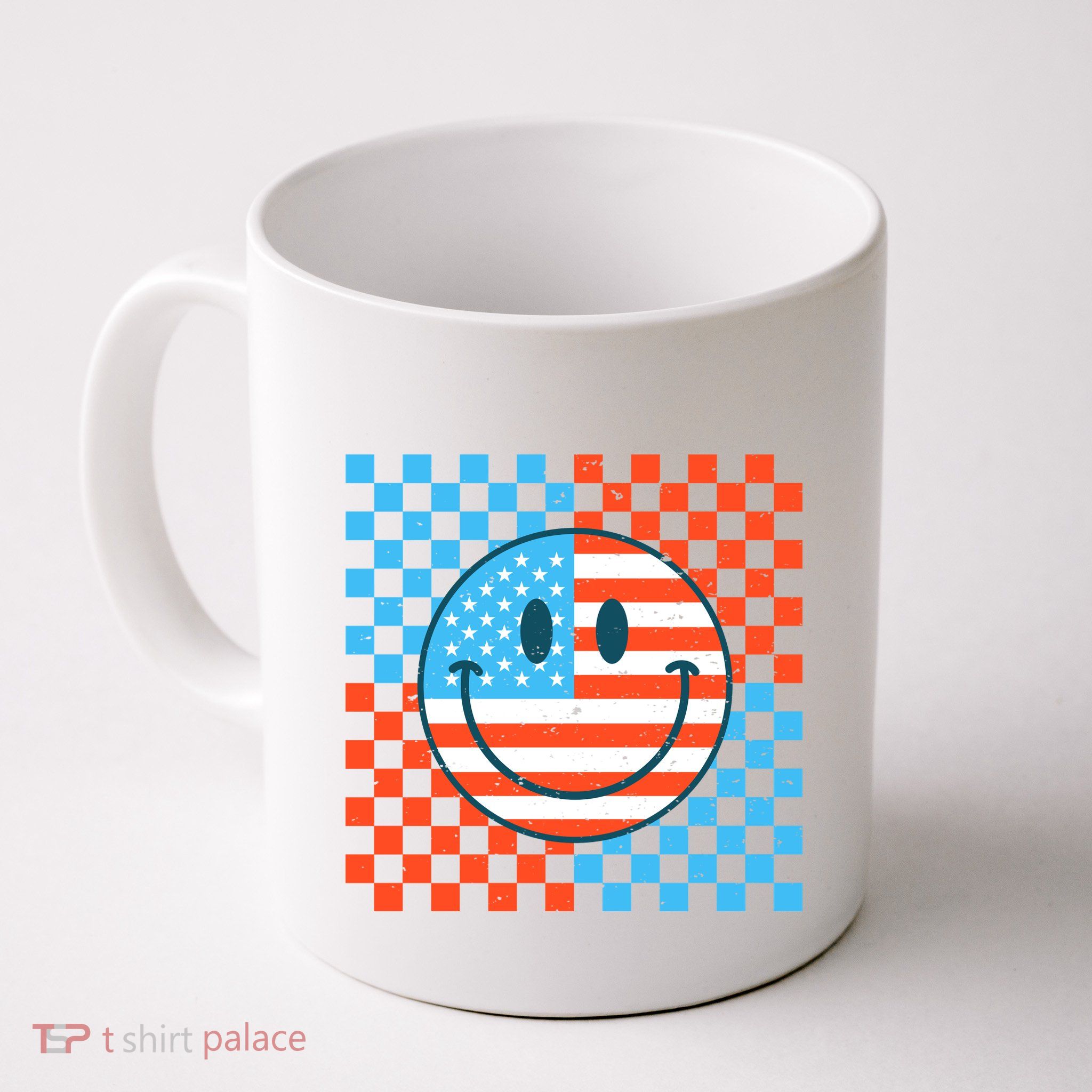 Usa Smiley Checkerboard Coffee Mug