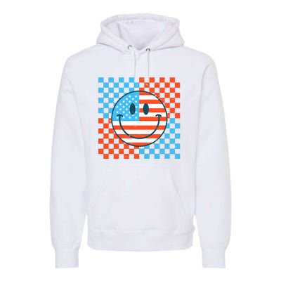 Usa Smiley Checkerboard Premium Hoodie