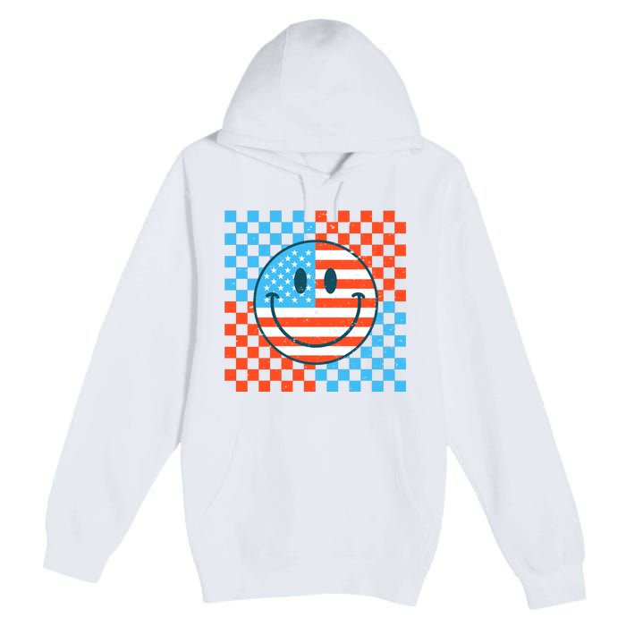 Usa Smiley Checkerboard Premium Pullover Hoodie