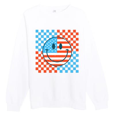 Usa Smiley Checkerboard Premium Crewneck Sweatshirt