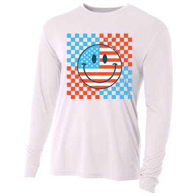 Usa Smiley Checkerboard Cooling Performance Long Sleeve Crew