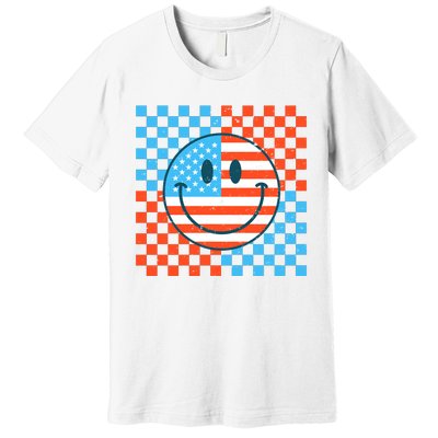 Usa Smiley Checkerboard Premium T-Shirt