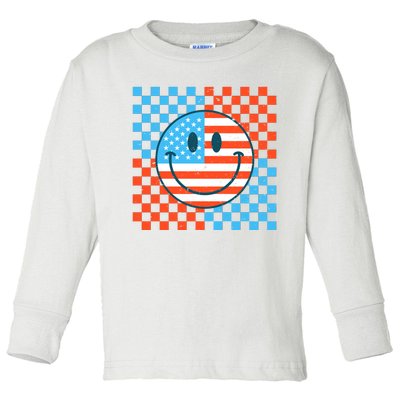 Usa Smiley Checkerboard Toddler Long Sleeve Shirt