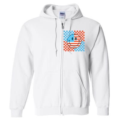 Usa Smiley Checkerboard Full Zip Hoodie