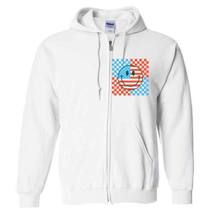 Usa Smiley Checkerboard Full Zip Hoodie