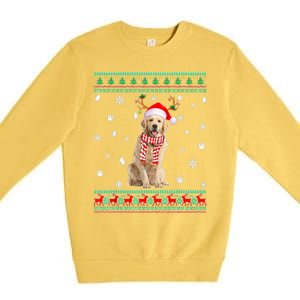 Ugly Sweater Christmas Golden Retriever Dog Santa Reindeer Premium Crewneck Sweatshirt